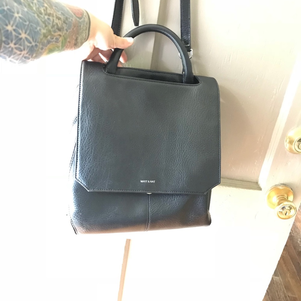 Black vegan leather Matt & Nat satchel/crossbody